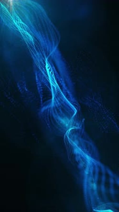 Dynamic Blue Particle Wave Motion Background