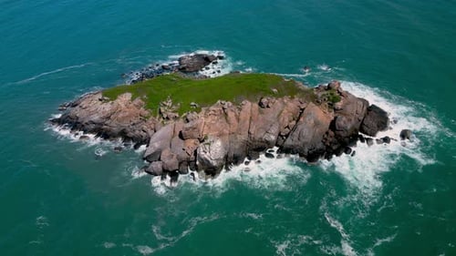 Awesome Power of Waves Breaking Over Dangerous Rocks Sea Waves Vietnam Asia Coast View Aerial Slow