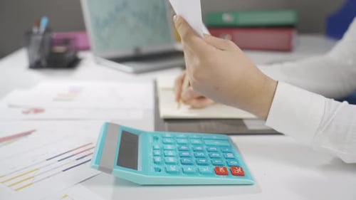 Financial Data Calculation in Bright Office Workplace