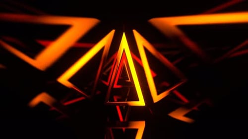 Red And Orange Infinity Neon Triangle Portal Background Vj Loop I 4K