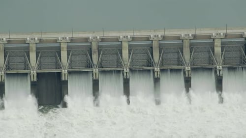 Close-Up Aerial View of Hydro Electric Dam Aerial