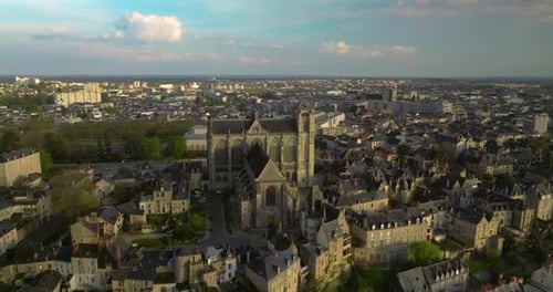 Cityscape of Le Mans It is a City in France on the Sarthe River Filmed During the Summer Le Mans is