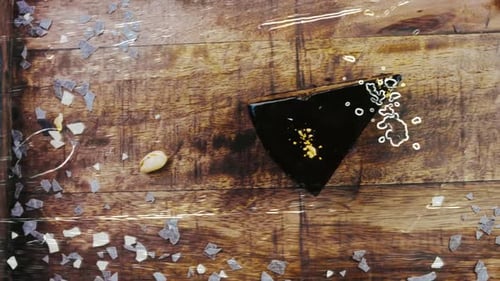 Delicious Slice of Chocolate Cake on Wood