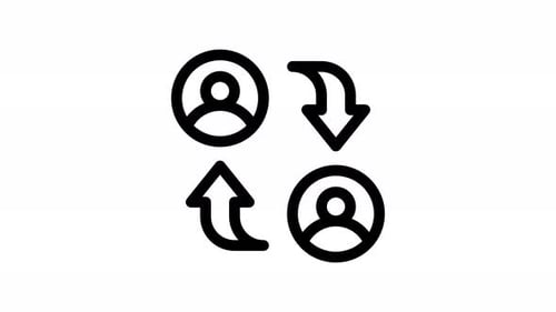 Animated User Profile Exchange Cycle in Flat Design