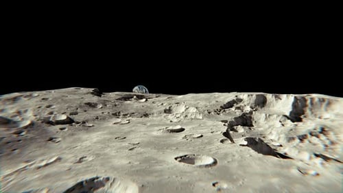 Earthrise Over Moon Surface Space Exploration Animation