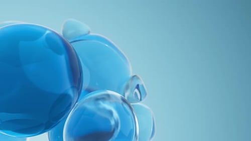 Close Up of Blue Oil Bubbles Abstract