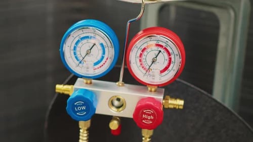 Close up of Manifold Gauge Set for HVAC