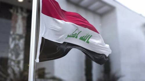 Iraq Flag In The Wind Waving Official Flag 4K