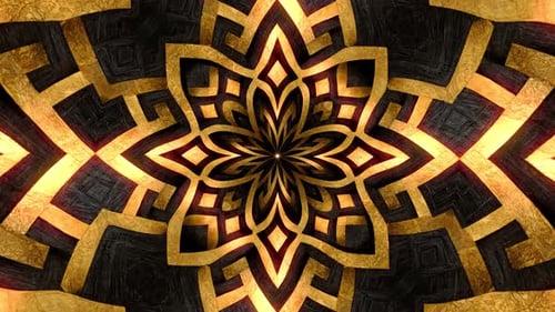 Leuchtendes, hellgoldenes geometrisches Mustersymbol, Textureffekt, Hintergrundschleife