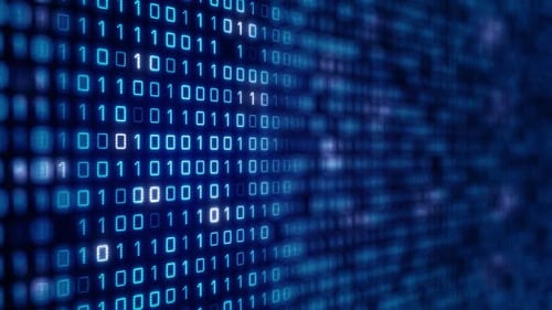 Futuristic Blue Glowing Binary Code Digital Data Loop