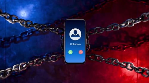 Unknown call, concept of phone scam, deception and identity theft, mobile security from cybercrime
