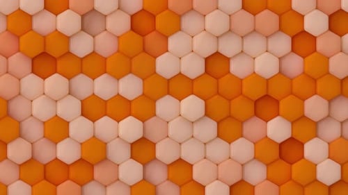 Abstract Orange and White Hexagon Waves Loop Background