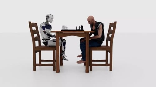 Man vs Robot Chess Match 3D Animation
