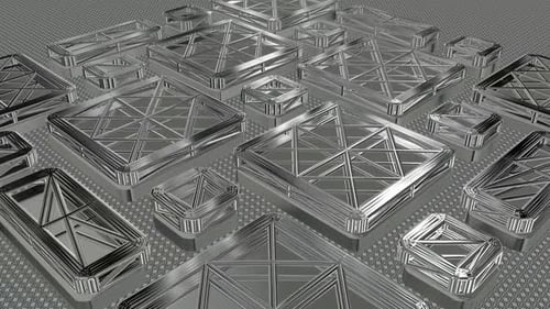 Background with Motion over Silver Wireframes of Shapes, Exclusive, Reflection, Figures, 3D Render