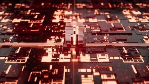Technischer Glaswürfel, rund, rot, mit Schleife, 4K