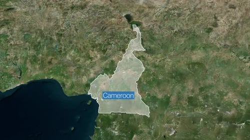 Satellite Map Zoom to Cameroon with Country Outline
