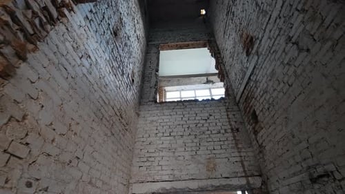 Interior of old building with brick walls