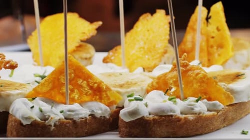 Italian or Spanish Restaurant with Traditional Tapas Pinchos Food Spanish Cuisine Delicious Tapas