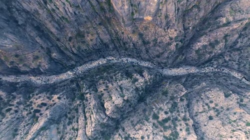 Flying Over a Dry Mountain River