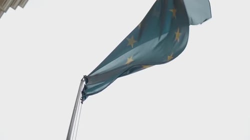 European Union Flag Waving in the Wind
