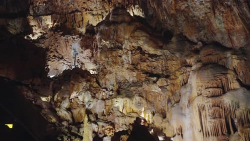 Group of People Standing Inside of a Cave