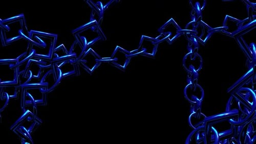 Futuristic Blue Metallic Chains Abstract Looping Background