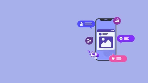 Mobile Phone Social Media Marketing and Engagement Animation