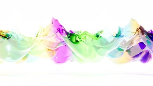 Color Glass Wave on White Bg Able to Loop Endless