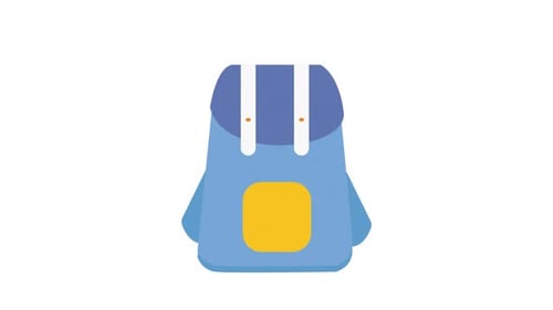 Animated Flat Design Backpack Icon Reveal