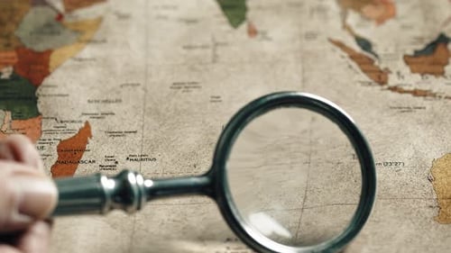 Magnifying Glass Traces the Route to Get to South Africa