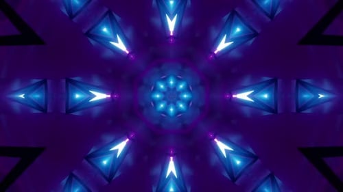 Glowing Neon Geometric Kaleidoscope Loop Background