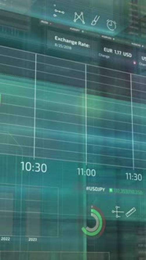 Futuristic Financial Data Display UI with Exchange Rates