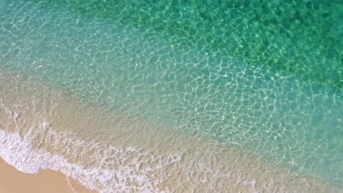 Beautiful Aerial View of Tropical Beach with Turquoise Sea Waves