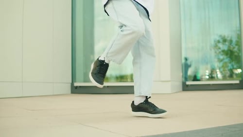 Young Man Dancing Hip Hop Modern Dance Choreography Male Professional Dancer Breakdancer Showing
