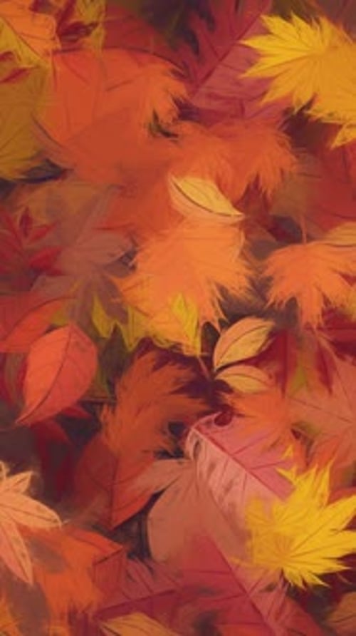 Vertical Video - Autumn Leaves Color Oil Painting Background
