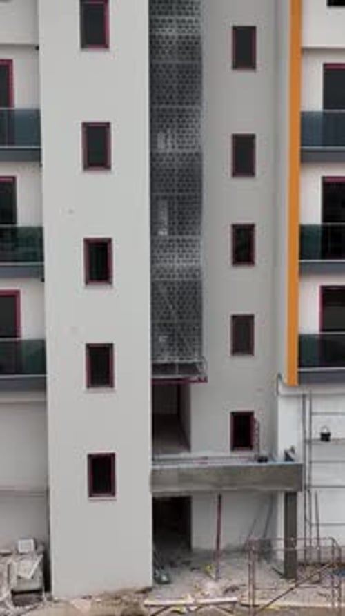 Vertical Video Aerial View Construction Site Work on Site