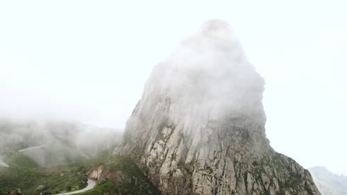Beautiful Mountain Peak in Clouds