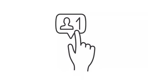 Animated Hand Clicks Social Media Follower Icon