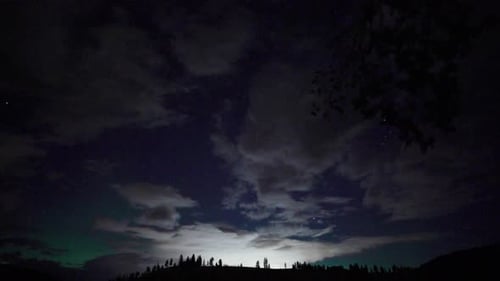 Mesmerizing Northern Lights over distant tree lines