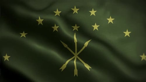 Realistic Green Flag Waving with Gold Stars and Arrows