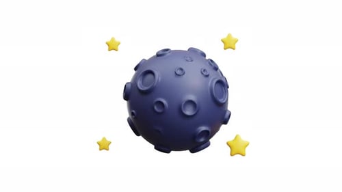 3D Animation Full Moon With Stars