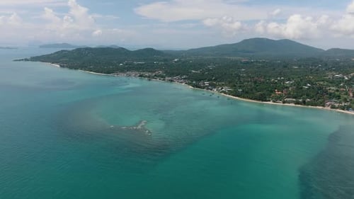 Peaceful Coastline with Lush Hills and Turquoise Waters Ko Samui Thailand