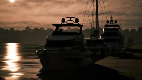 Golden Sun Moving Reflection on Water with Boats