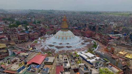 Aerial View Of Bouddha Stupa In Kathmandu, Nepal.
