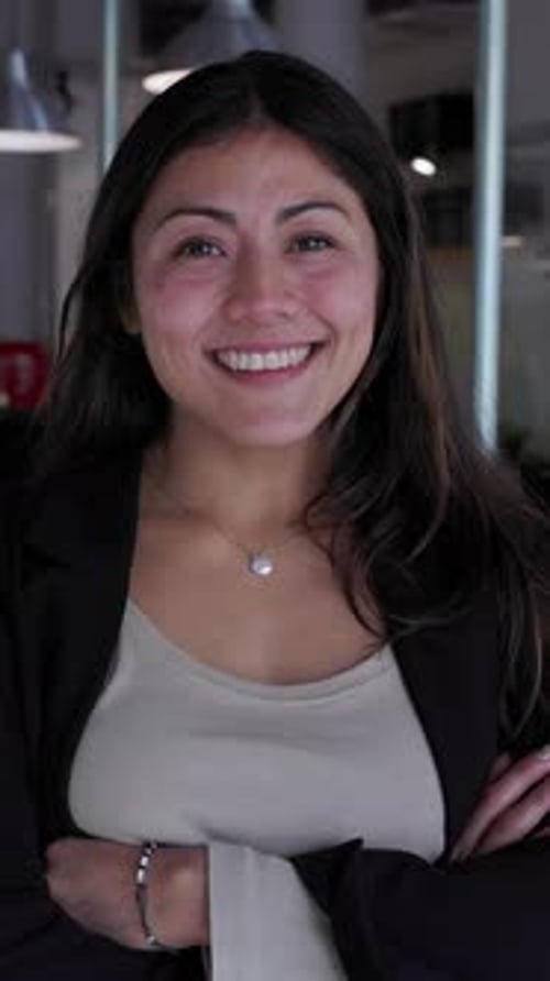 Portrait of Young Mixed Race Businesswoman Standing in the Office