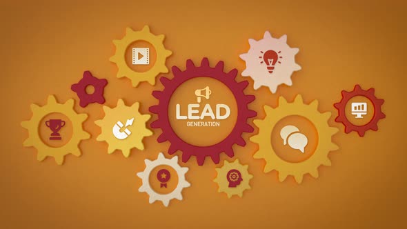 Lead Generation cogwheel loopable animation with icons, Backgrounds ...