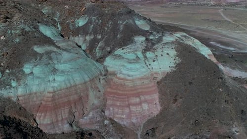 Beautiful aerial footage of canyons full of red rocks in utah