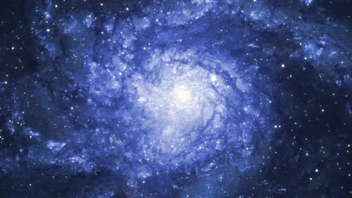 Voo lento no espaço para uma bela galáxia desconhecida.