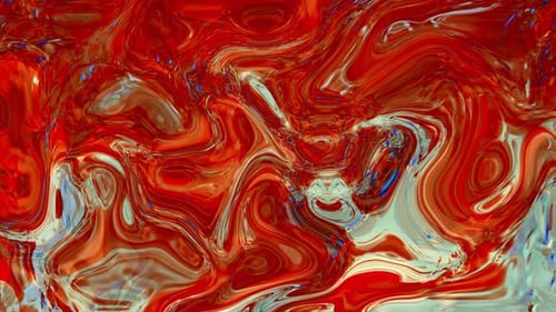 Fluid Red Liquid Paint Swirls Abstract Background