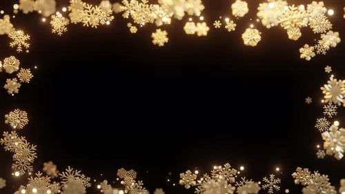 Cadre à thème coloré en forme de flocons de neige dorés avec lumières.